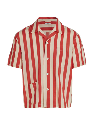 Shop Bode Men's Valance Striped Camp Shirt In Red White