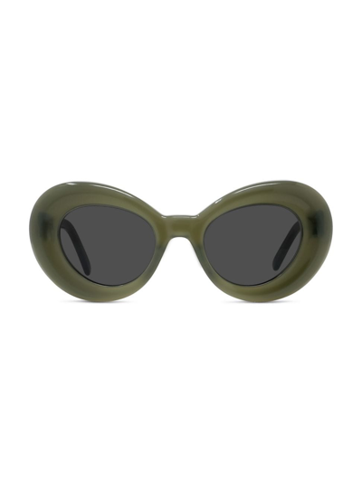 Shop Loewe Men's Curvy 47mm Butterfly Sunglasses In Dark Green Smoke