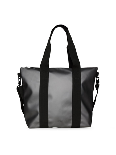 Shop Rains Men's Mini W3 Tote Bag In Metallic Grey