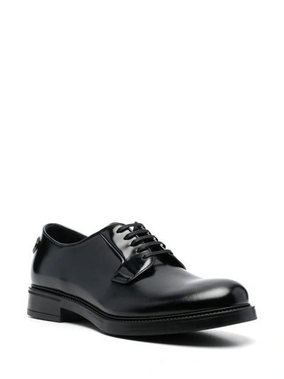 Shop Prada Lace-up Leather Derby Shoes In Nero