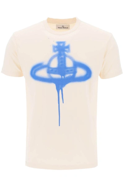 Shop Vivienne Westwood Spray Orb Classic T-shirt In Beige