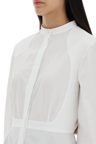 Shop Alexander Mcqueen Poplin Shirt With Pleated Detail In White