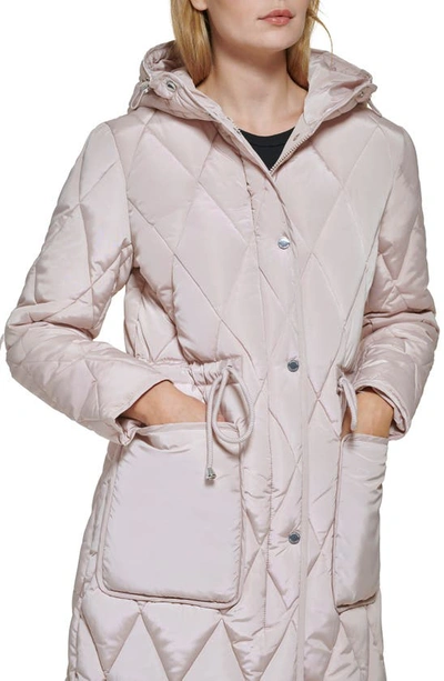 Kenneth Cole New York Stadium Length Puffer Jacket In Rose Dust