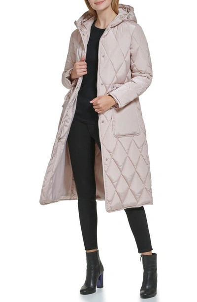 Kenneth Cole New York Stadium Length Puffer Jacket In Rose Dust