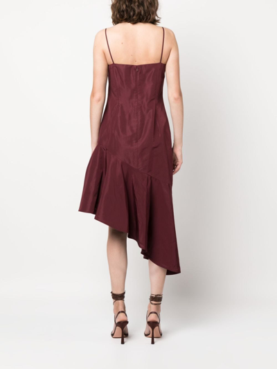 Shop Polo Ralph Lauren Asymmetric Taffeta Midi Dress In Rot