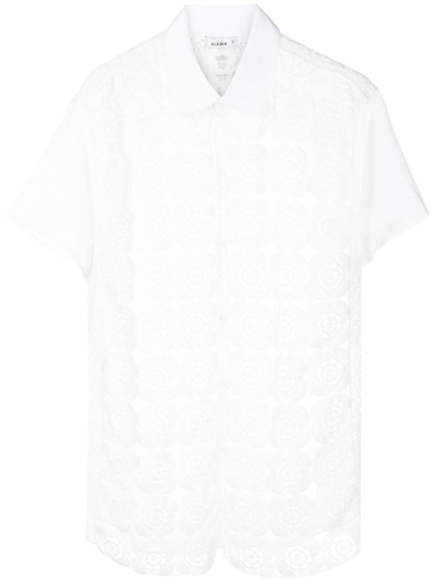 Shop Amir Slama Crochet-panel Short-sleeved Shirt In White