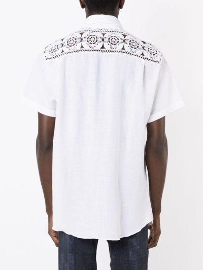 Shop Amir Slama Crochet-panel Short-sleeved Shirt In White