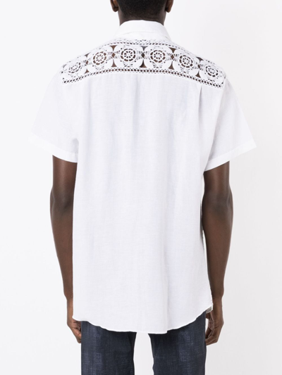 Amir Slama Crochet-panel Short-sleeved Shirt In White
