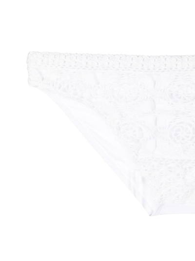 Shop Amir Slama Crochet-knit Swimming Trunks In White