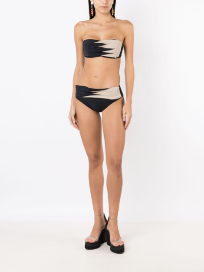 Amir Slama Pleated Two-tone Bikini Set In Black