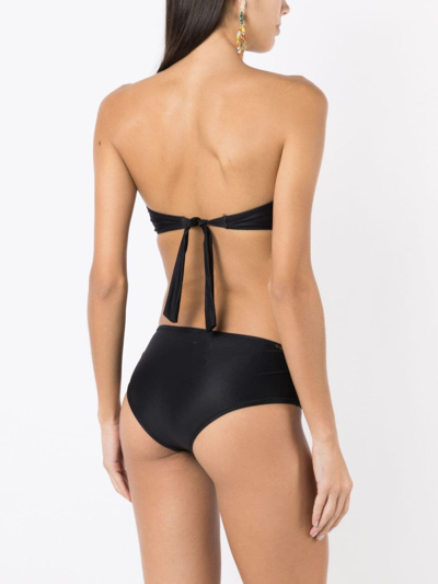 Shop Amir Slama Pleated Two-tone Bikini Set In Black