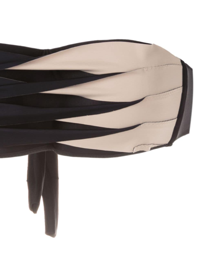 Amir Slama Pleated Two-tone Bikini Set In Black