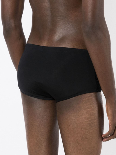 Shop Amir Slama Crochet-knit Swimming Trunks In Black