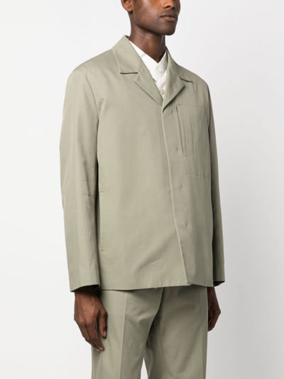 Shop Jil Sander Single-breasted Tailored Cotton Blazer In Green