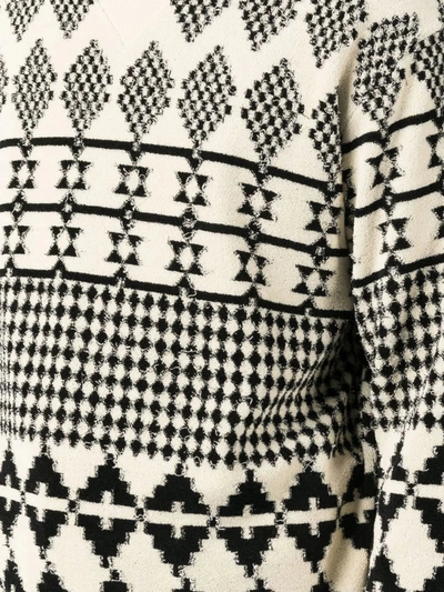Shop Saint Laurent Men Jacquard Raglan Sleeve Sweater In Natural/noir