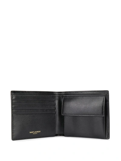 Shop Saint Laurent Men Logo Bi-fold Wallet With Coin Pouch In Black