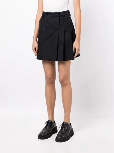 Shop Simone Rocha Women Pleated Mini Kilt Skirt In Navy