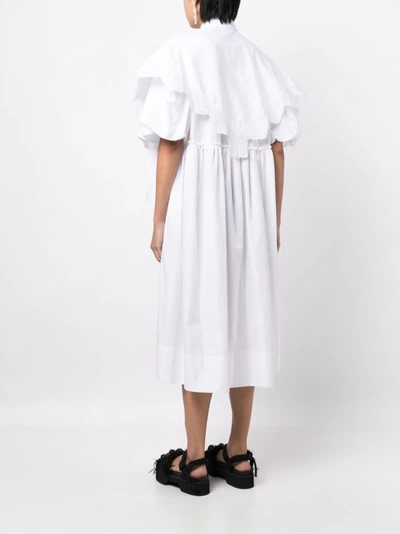 Shop Simone Rocha Women Pointed Collar Shirt Dress In White/white