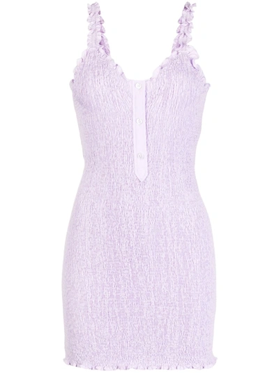 Shop Alexander Wang T T By Alexander Wang Women Front Button Placket Smocked Tank Dress In 546 Pastel Lilac