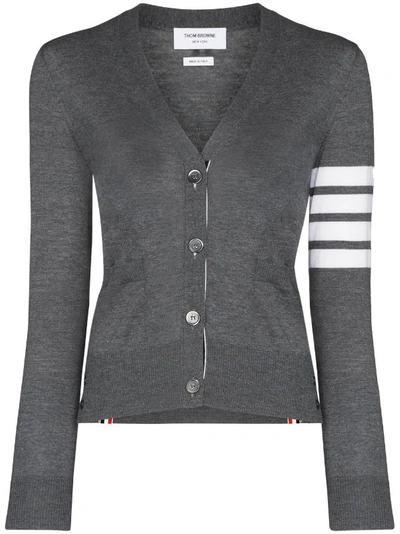 Shop Thom Browne Women Milano Fine Merino Classic V-neck Cardigan In 035 Med Grey