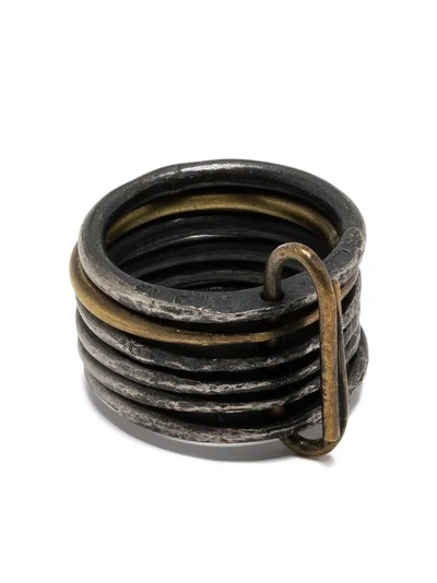 Shop Detaj Uma Wang X  African Wide Stacked Ring In Silver 925/brass