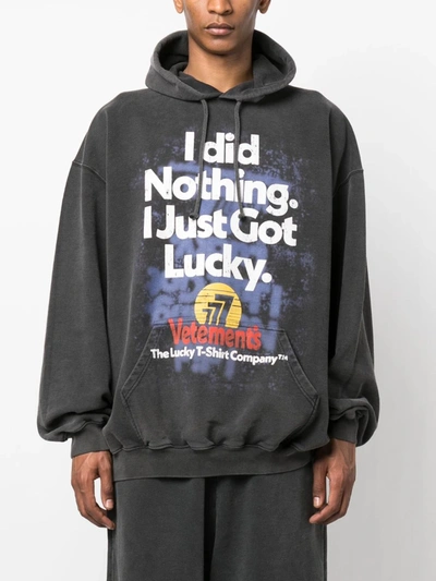 Vetements Unisex I Got Lucky Hoodie In Washed Black | ModeSens 