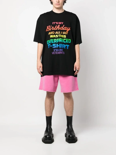 Shop Vetements Unisex Overpriced Birthday T-shirt In Black/rainbow