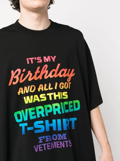 Shop Vetements Unisex Overpriced Birthday T-shirt In Black/rainbow
