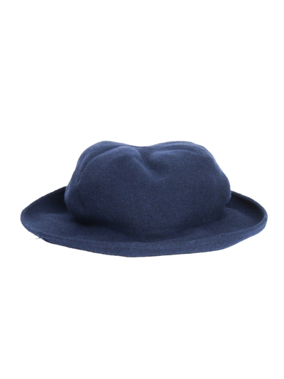 Shop Kangra Cashmere Wide Brim Hat In Blue