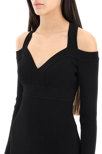 Shop Alexander Mcqueen Ribbed Knit Mini Dress In Black