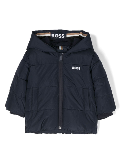 Shop Bosswear Logo-print Padded-design Jacket In Blue