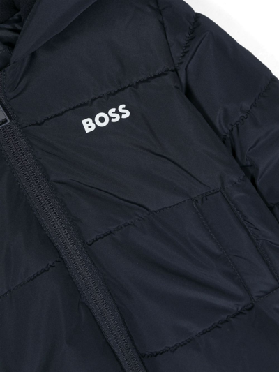 Shop Bosswear Logo-print Padded-design Jacket In Blue