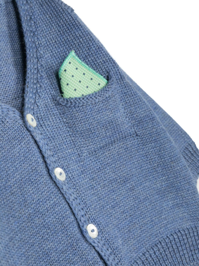 Shop La Stupenderia V-neck Button-down Cardigan In Blue