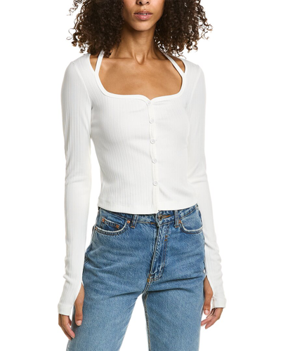 Shop Helmut Lang Square Neck Cardigan In White