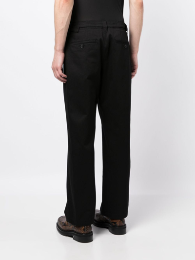 Shop Studio Tomboy Pleated Straight-leg Chino Trousers In Black