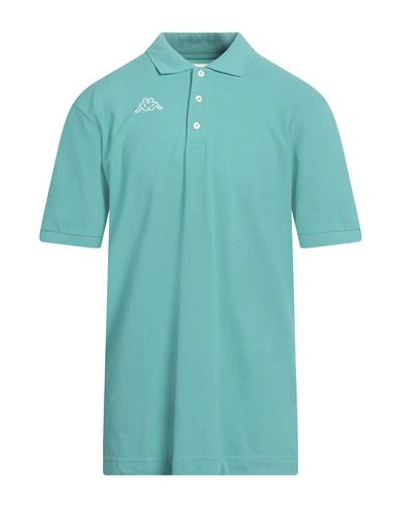 Shop Kappa Man Polo Shirt Turquoise Size Xl Cotton In Blue