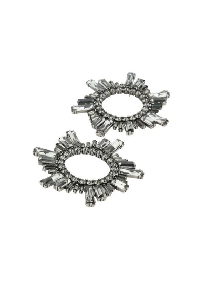 Shop Amina Muaddi Woman Embellished Metal Begum Earrings In Gray