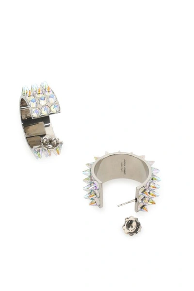 Amina Muaddi Silver Embellished Studded Earrings In Silver