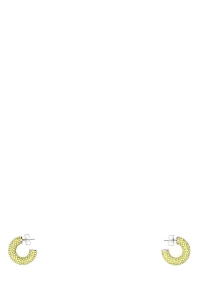 Amina Muaddi Yellow Embellished Cameron Earrings In Yellow