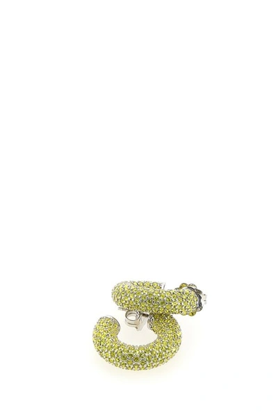Amina Muaddi Yellow Embellished Cameron Earrings In Yellow