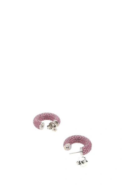Shop Amina Muaddi Woman Embellished Metal Mini Cameron Earrings In Pink