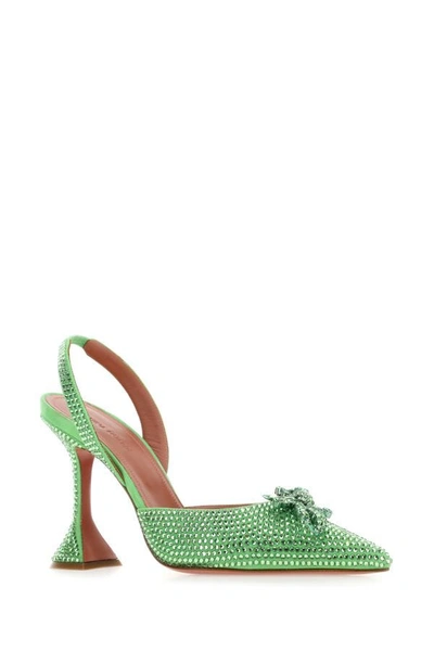 Shop Amina Muaddi Woman Embellished Suede Rosie Pumps In Green