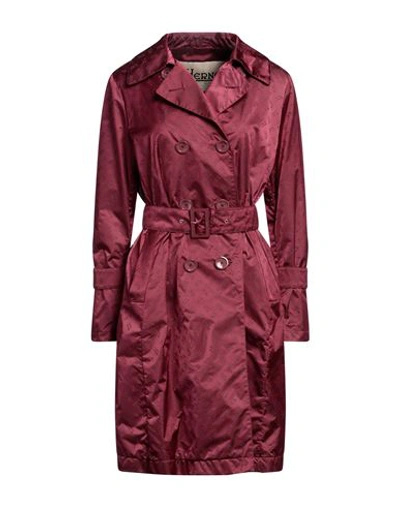 Shop Herno Woman Overcoat & Trench Coat Garnet Size 6 Polyamide In Red