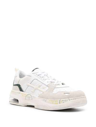 Shop Premiata Drake Lace-up Leather Sneakers In White