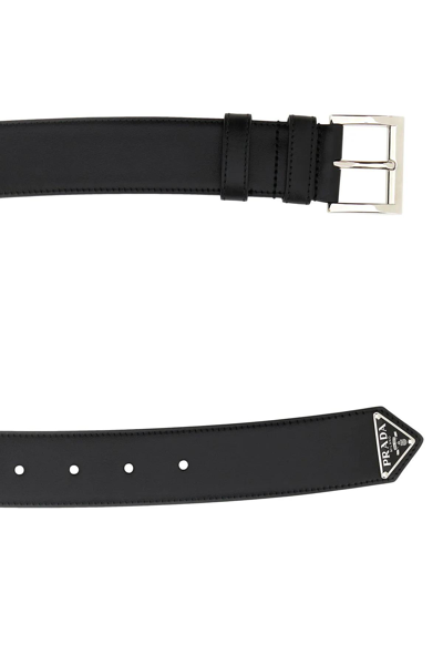 Shop Prada Black Leather Belt In Nero
