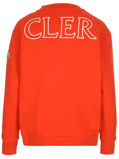 Shop Moncler Logo Printed Crewneck Sweatshirt In Rosso