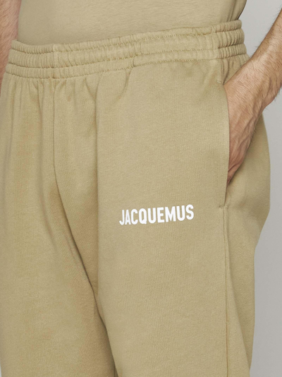 Shop Jacquemus Logo Cotton Jogging Trousers In Kaki