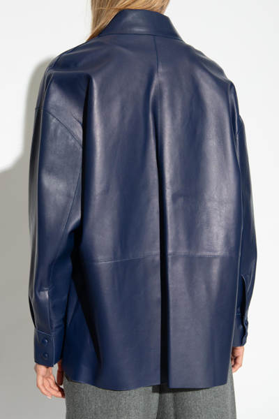 Shop Emporio Armani Leather Shirt In Blu