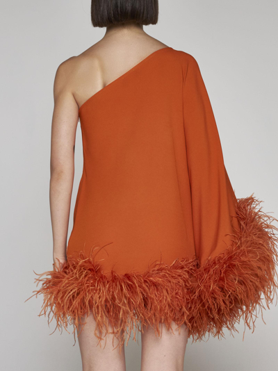 Shop Taller Marmo Ubud Feathered Viscose-blend Dress In Arancio