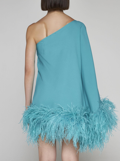 Shop Taller Marmo Ubud Feathered Viscose-blend Dress In Azzurro